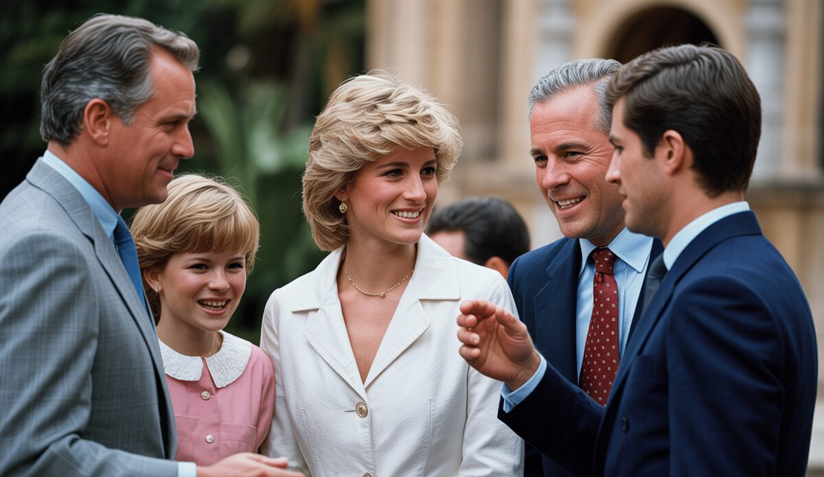 Prinzessin Diana auf den Stufen des Marivent-Palastes auf Mallorca.