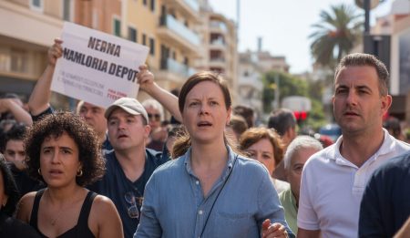 Protest der Anwohner gegen geplantes Waffenlager am Flughafen Palma Protest gegen Waffenlager am Flughafen Palma de Mallorca
