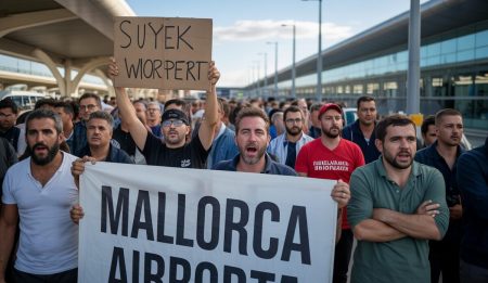 Proteste von Flughafenmitarbeitern in Mallorca wegen schlechter Arbeitsbedingungen