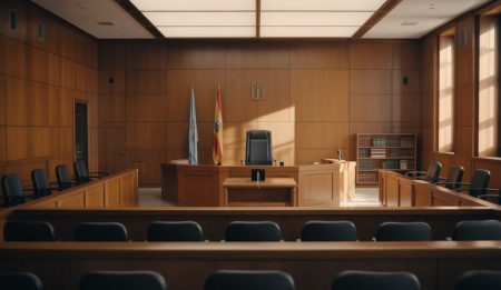 Neuer Prozess um Einsturz des Medusa Beach Clubs auf Mallorca Gerichtssaal auf Mallorca im Prozess um Medusa Beach Club