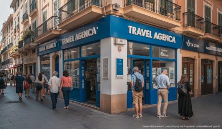 Mallorquiner reisen verstärkt in die Ferne Ein belebtes Reisebüro in Palma de Mallorca mit Kunden.