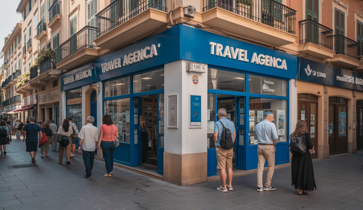 Mallorquiner reisen verstärkt in die Ferne Ein belebtes Reisebüro in Palma de Mallorca mit Kunden.