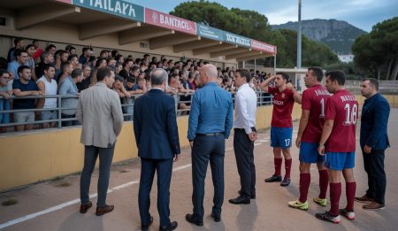 Empörung über Austragungsort des CD Sant Jordi im Pokalspiel Sant Jordi Stadion inspiziert für Verlegung