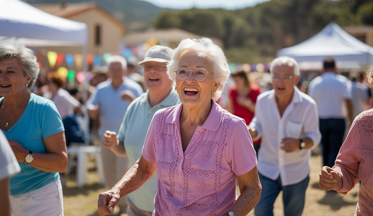 Senioren nehmen an einer Messe in Ses Salines, Mallorca, teil