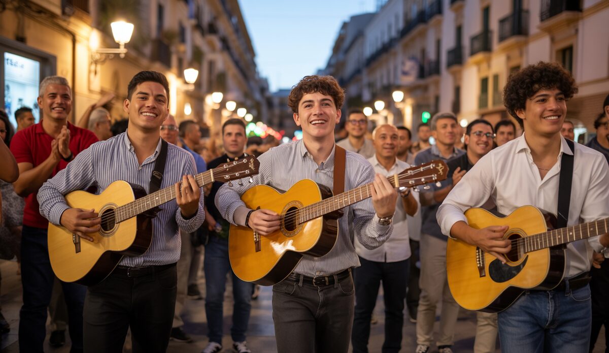 Junge Männer singen in Palma traditionelle Serenaden