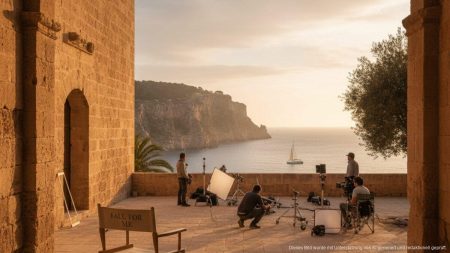 Filmset von Fall for Me auf Mallorca mit Palau de l'Almudaina und mediterranem Licht