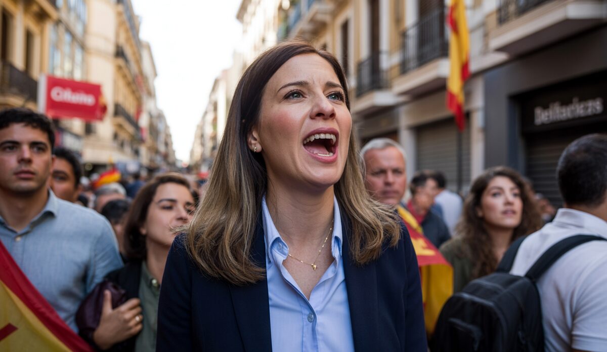 Lucía Muñoz Dalda zeigt emotionale Unterstützung für antifaschistischen Aktivisten in Palma.