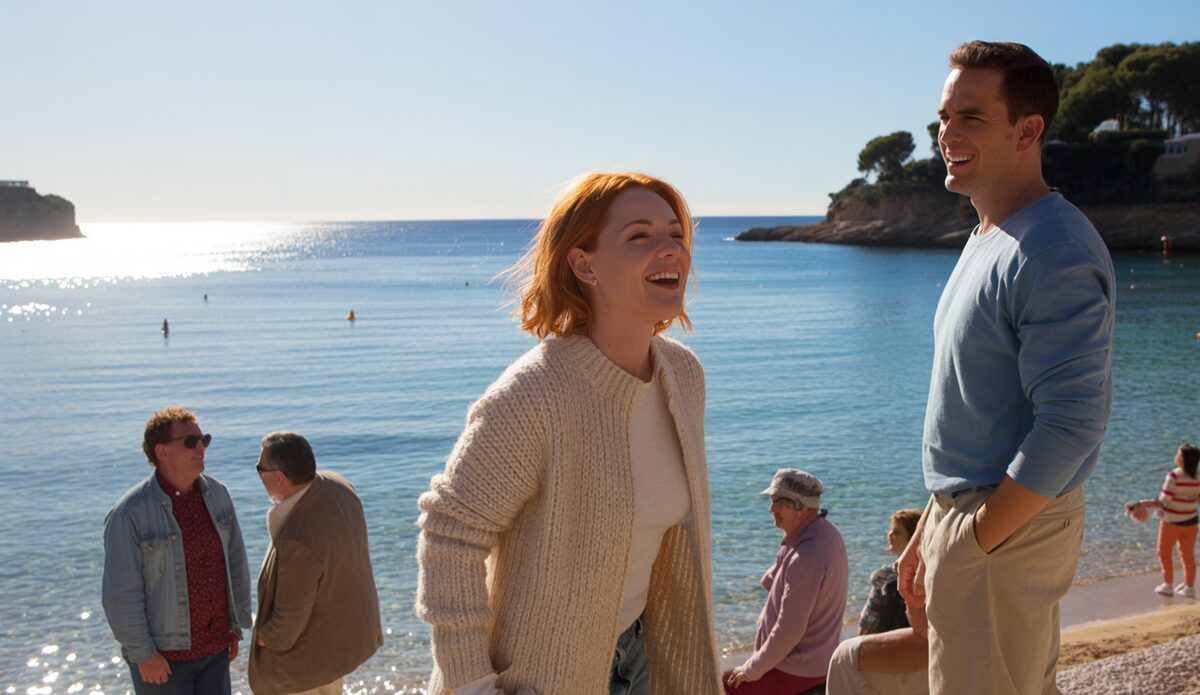Sonnenschein und glitzerndes Meer in Santa Ponsa an einem Herbsttag