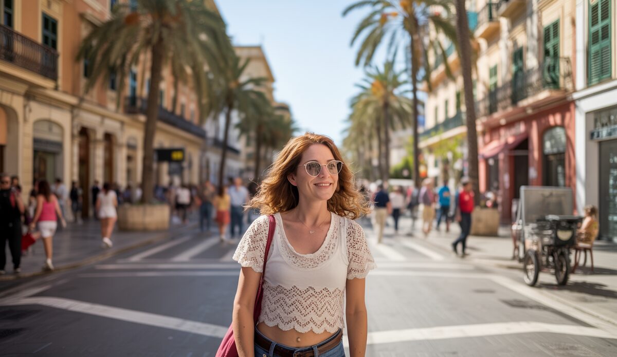 Sonniger Himmel und Herbstwetter in Palma de Mallorca mit klaren Bedingungen.