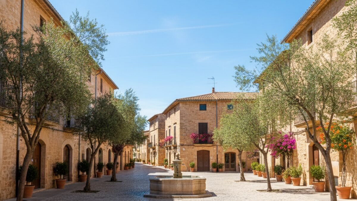 Sonniger Tag in Santanyí mit klarem Himmel und milden Temperaturen an einem friedlichen Ort