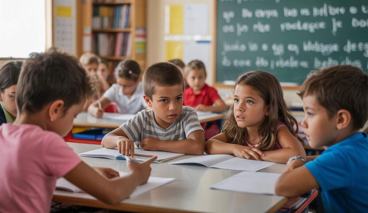 Schüler in einem Klassenraum auf Mallorca beim Sprachunterricht