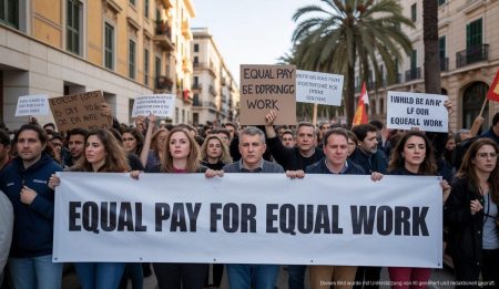 Protest von Abhängigkeitsarbeitern auf Mallorca für Lohngleichheit.