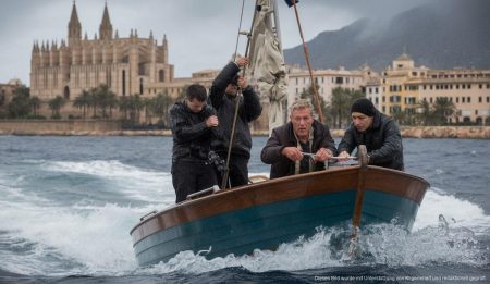 Martin Semmelrogge auf einem kleinen Boot im Sturm vor Mallorca
