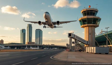Finanzierungsproblem im Flugverkehr: Streit um Subventionen in Spanien Flugzeug bei Anflug auf spanischem Flughafen als Symbol für Subventionsstreit