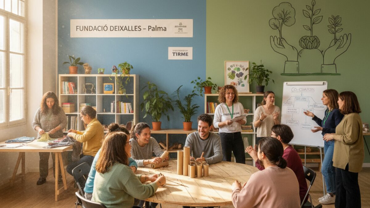 Teilnehmer eines sozialen Integrationsworkshops in Palma mit Unterstützung von Fundació Deixalles und Tirme