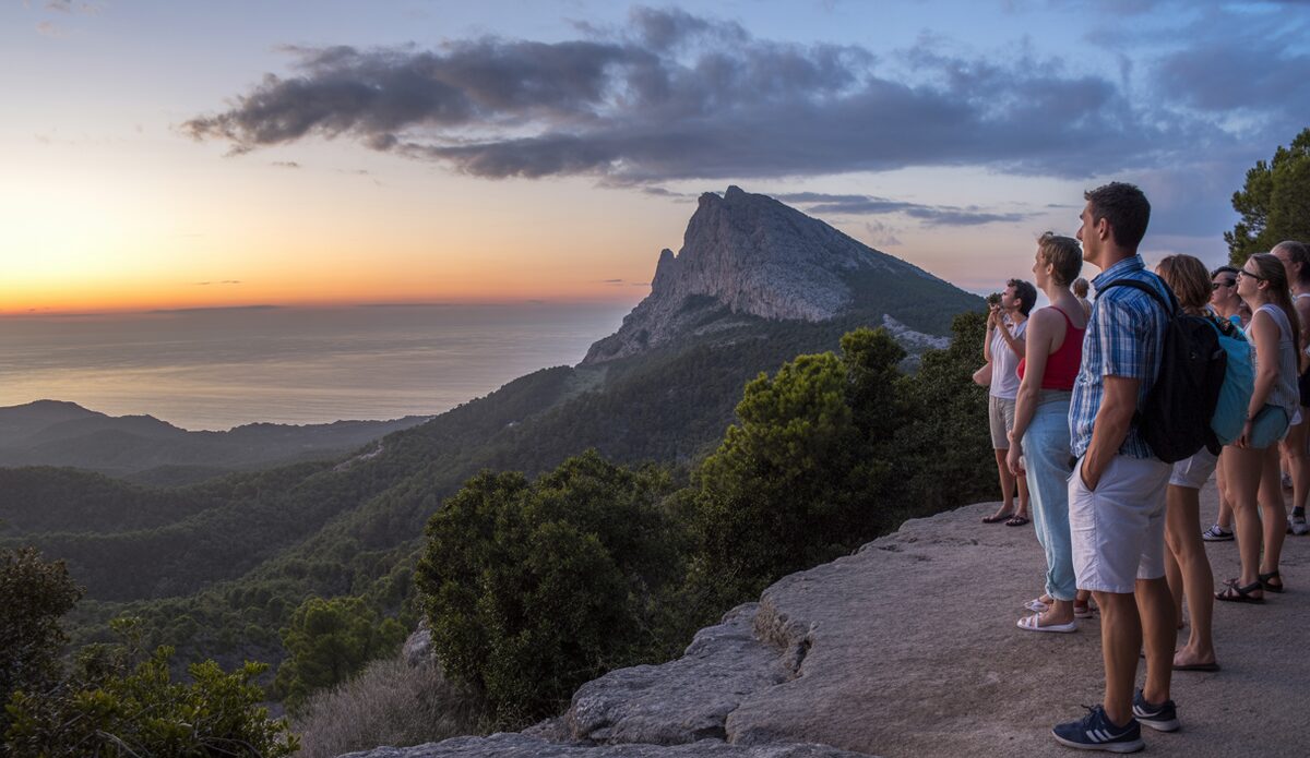 Blick auf die Serra de Tramuntana während der Sonnenfinsternis auf Mallorca