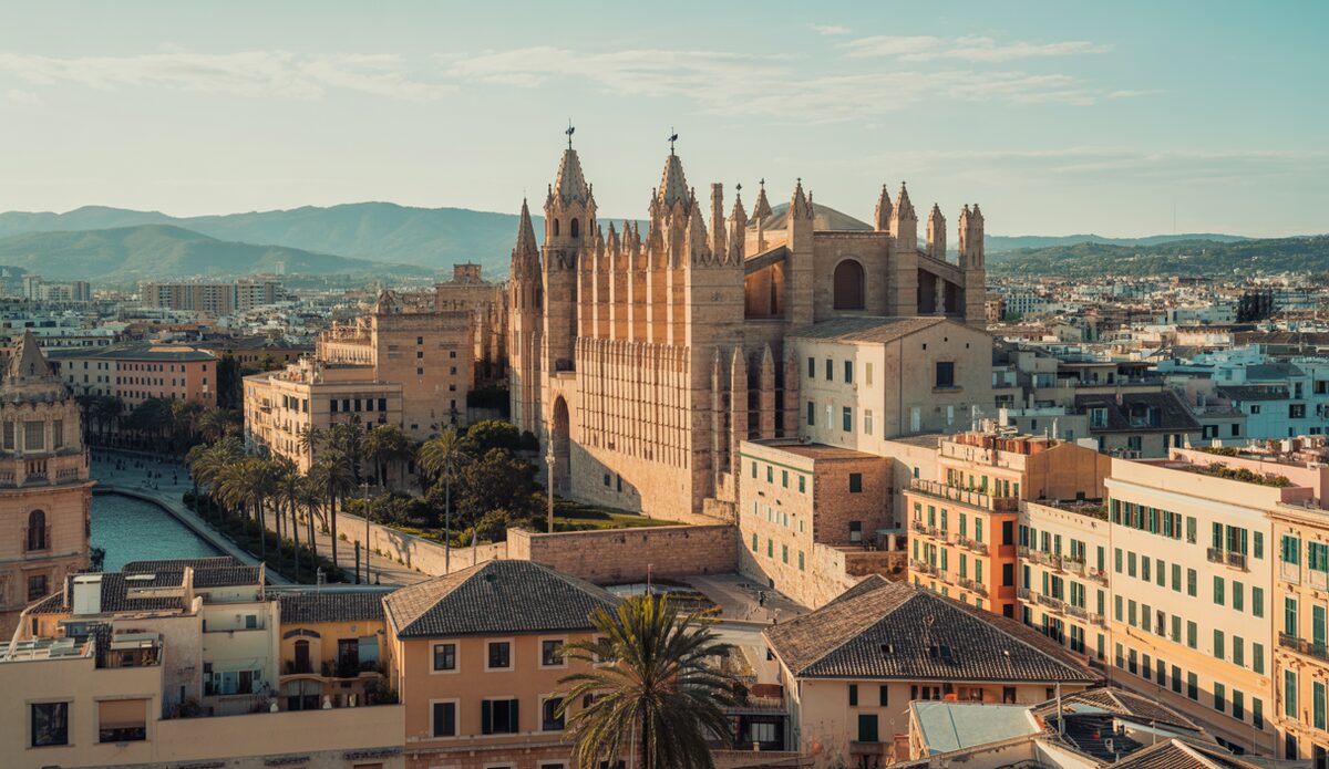 Eine Ansicht auf Palma de Mallorca, die den Kampf gegen illegale Ferienvermietungen symbolisiert.
