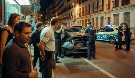 Alkoholisierter Fahrer ohne Führerschein in Palma verhaftet Verkehrsunfall in Palma: Polizei vor Ort