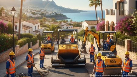 Straßenreparaturen in Costa de Canyamel auf Mallorca