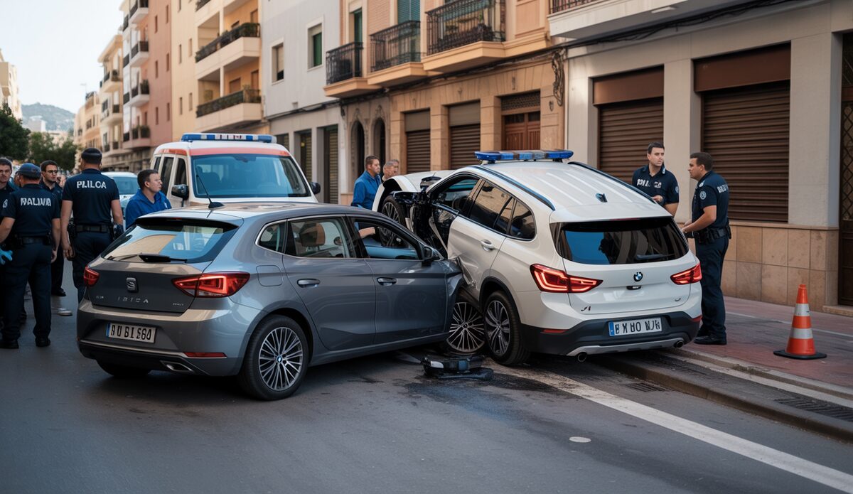 Unfall in Palma mit einem umgekippten BMW und einem Mietwagen