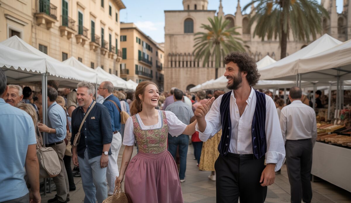 Lebendiges Treiben auf dem Mittelaltermarkt Palma de Mallorca