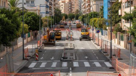 Verkehrseinschränkungen in Palma: Straßenarbeiten in La Bonanova Baustelle auf der Straße Francesc Vidal i Sureda in Palma La Bonanova mit Bauarbeiten und Verkehrsabsperrungen