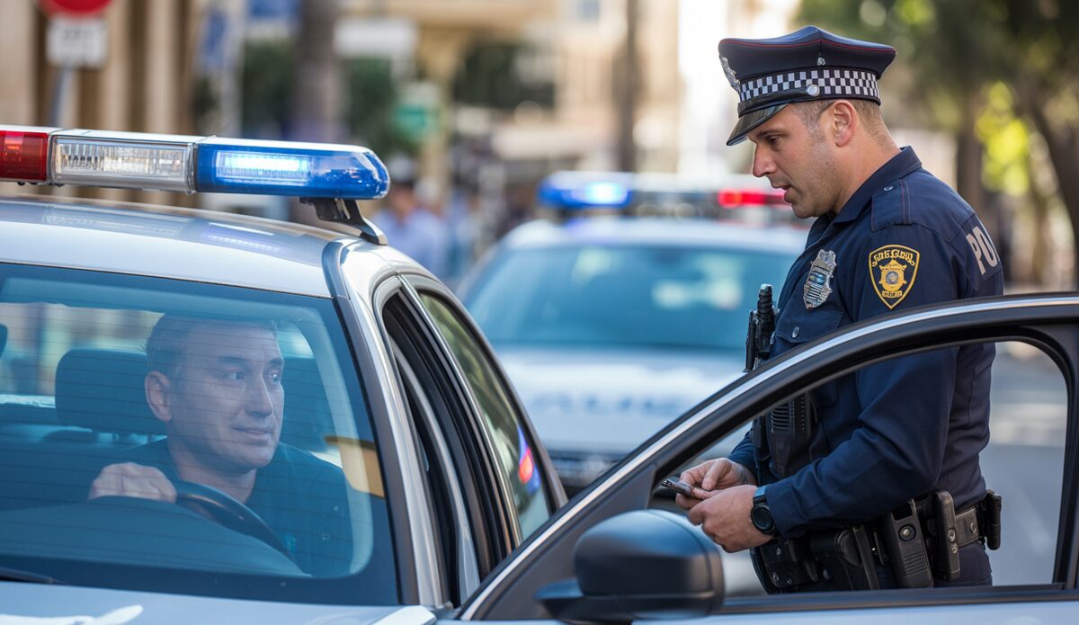 Verkehrskontrolle durch die Polizei in Palma de Mallorca