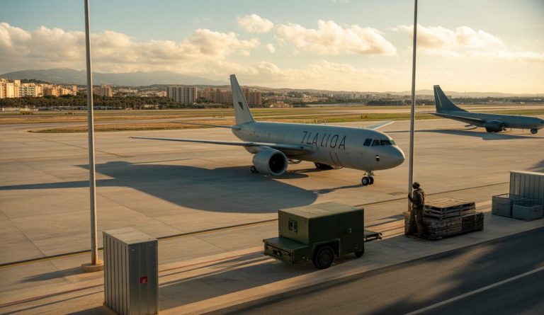 Regierung fordert Erklärungen zu Waffenlager am Flughafen Palma Flughafen Palma de Mallorca vor militärischen Einrichtungen