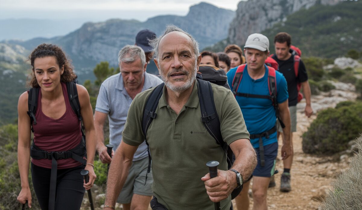 Wanderer bei einer Tour durch die Serra de Tramuntana auf Mallorca