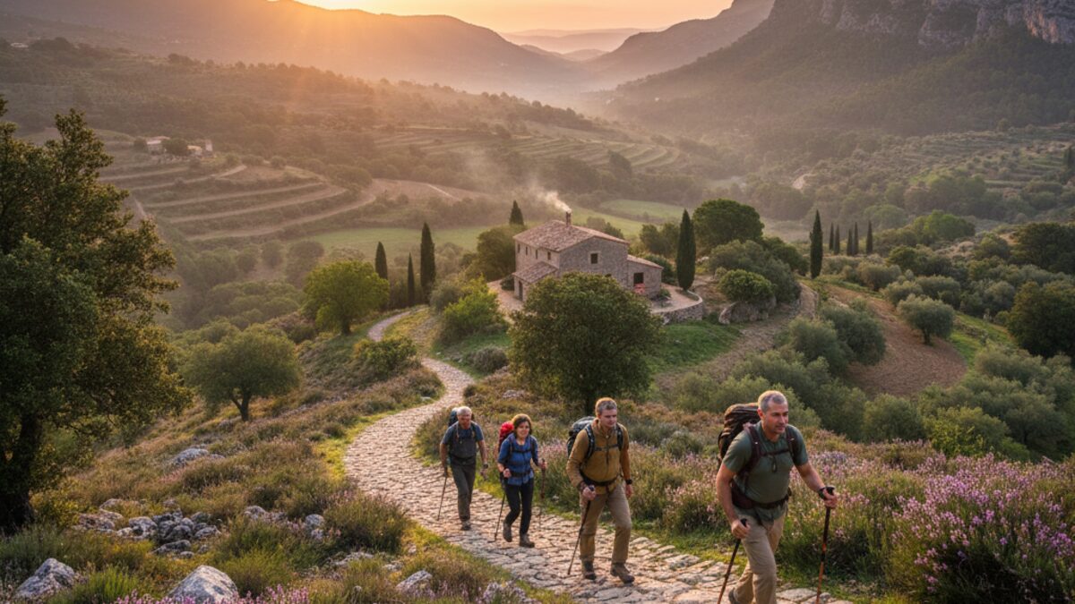 Wanderer in der Tramuntana auf Mallorca