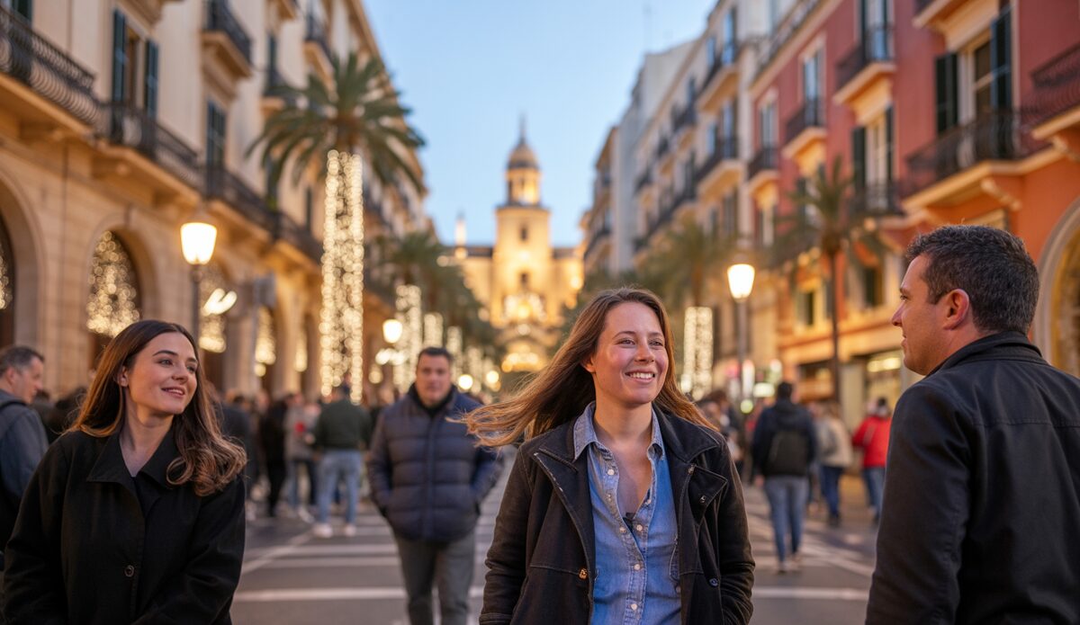 Weihnachtsbeleuchtung in Palma de Mallorca zur Einstimmung auf den Black Friday.
