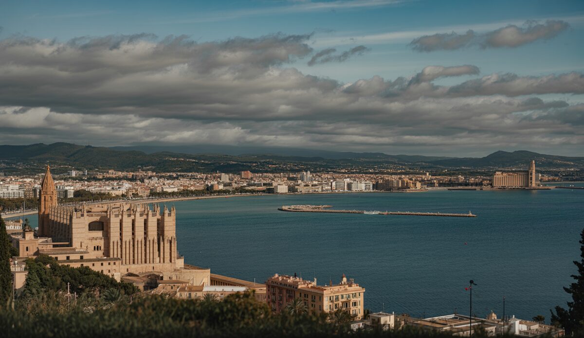 Wolken über Palma de Mallorca als Regenfront nähert sich
