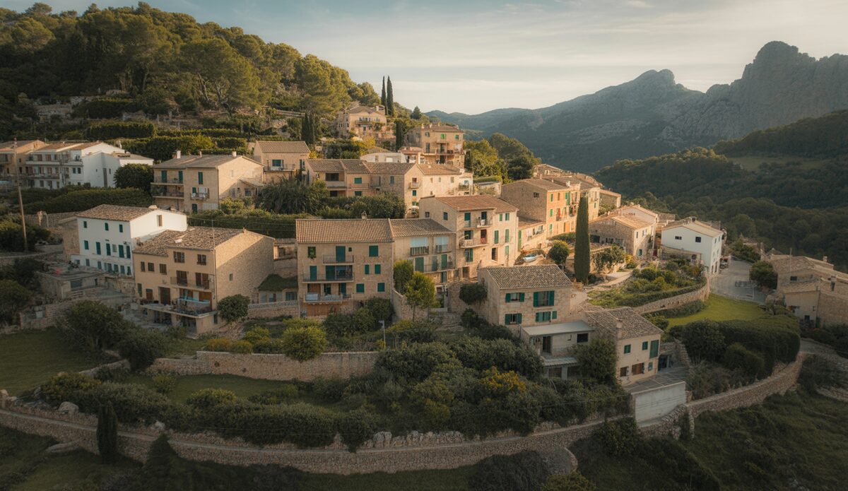 Typische Dörfer in der Tramuntana auf Mallorca, bekannt für Wohlstand.