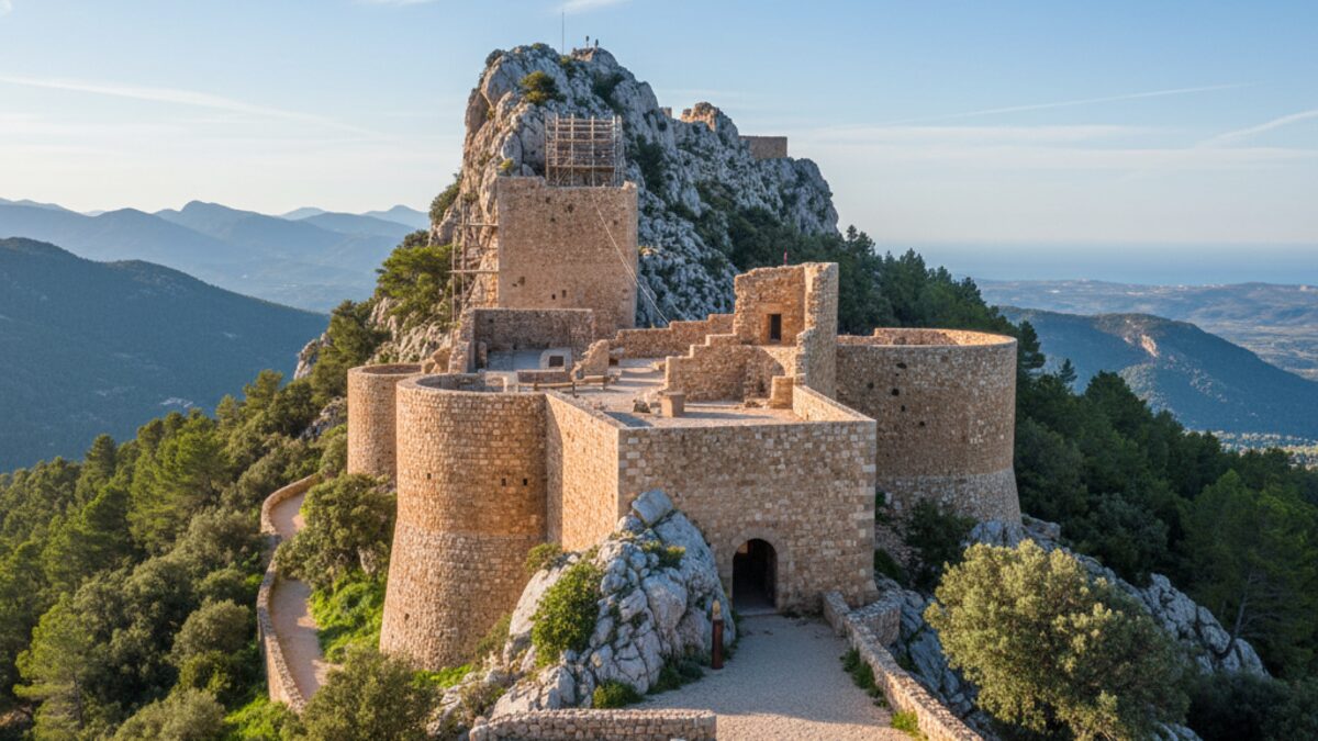 Das restaurierte Castell d’Alaró auf Mallorca als öffentlich zugängliches historisches Denkmal inmitten mediterraner Natur