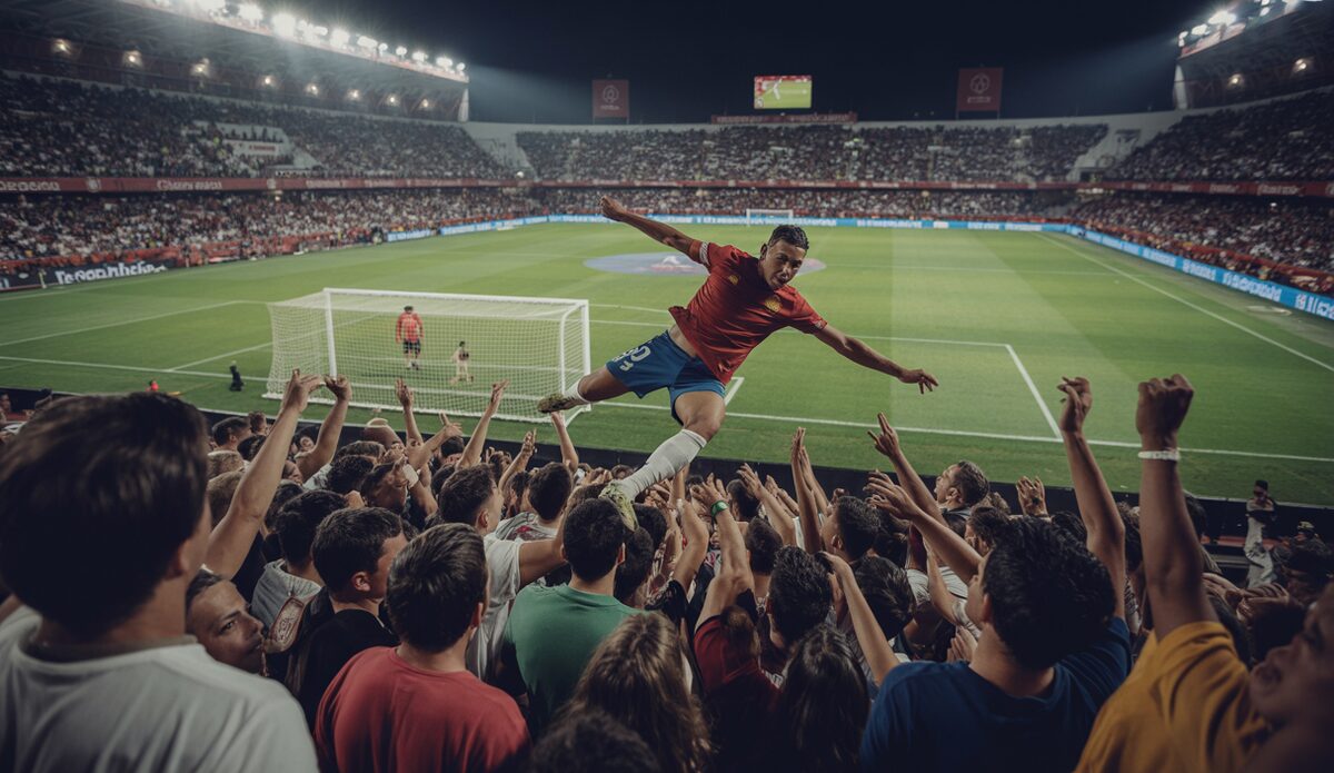 Antony erzielt ein Tor im Spiel von Betis gegen Mallorca im La Cartuja Stadion.