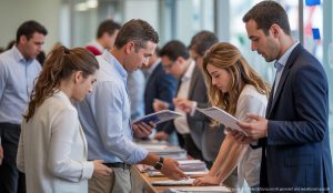 Arbeitsmarkt auf Mallorca: Historische Tiefstände bei der Arbeitslosigkeit Menschen im Arbeitsamt Palma, Optimismus am Arbeitsmarkt, Mallorca