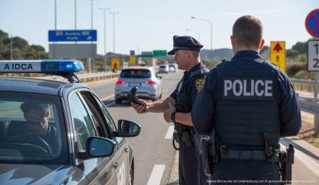 Rasende Autofahrerin auf Mallorca bei Alcudia geblitzt Guardia Civil stoppt Fahrzeug auf der MA-13 in Richtung Alcudia