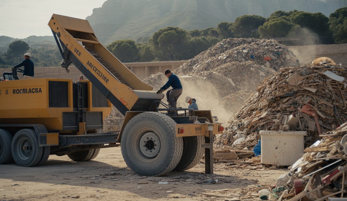 Bauabfälle werden auf einer Recyclinganlage auf Mallorca verarbeitet