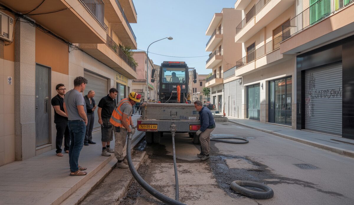 Bauarbeiten am Casal de Barri in Gènova mit Umleitung der Wasserleitungen.