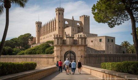Bellver-Schloss verdoppelt Eintrittspreise für Touristen Das Bellver Schloss in Palma mit Besuchern am Eingang