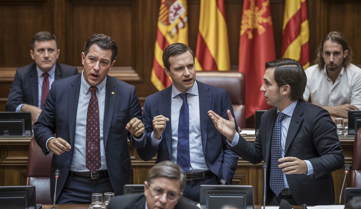 Politiker diskutieren über Spanisch als Verkehrssprache im Parlament in Palma de Mallorca.