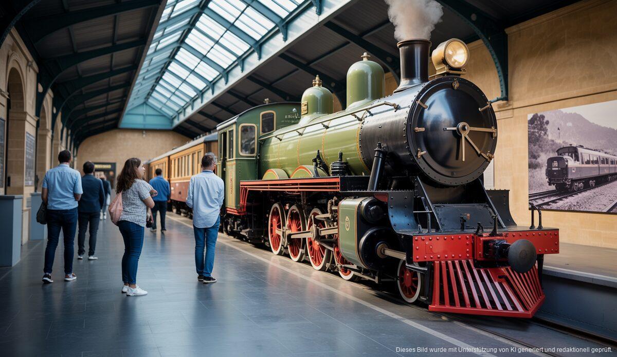 Eine historische Dampflok im neuen Eisenbahnmuseum von Mallorca in Son Carrió.