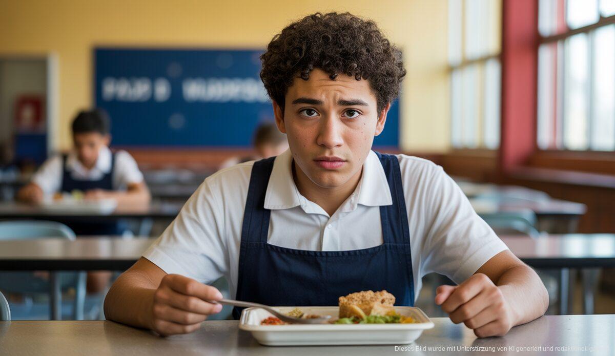 Jugendlicher in einer Schulcafeteria in Palma de Mallorca