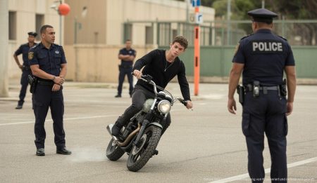 Erstaunliches Spektakel am Gefängnisparkplatz in Palma Junger Mann führt Motorrad-Stunts am Gefängnisparkplatz in Palma auf