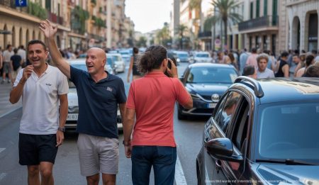 Mallorca plant Autoverbotsgesetz für Zweitwohnsitzbesitzer Menschen und Autos in Palma de Mallorca mit geplanter Fahrzeugbeschränkung