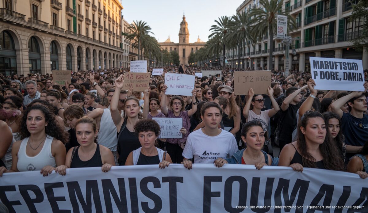 Demonstranten bei feministischen Protesten in Palma de Mallorca