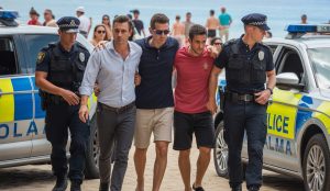 Polizisten verhaften vier Männer an der Playa de Palma in Mallorca