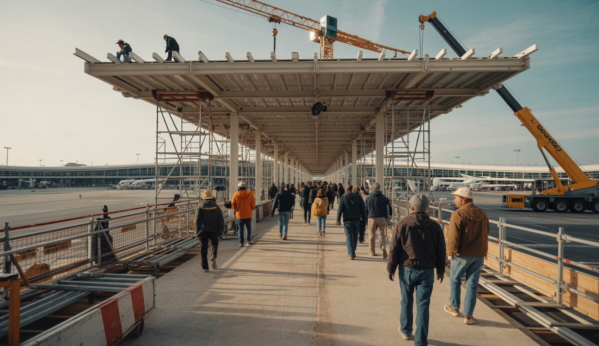 Bauarbeiten am Flughafen Palma de Mallorca mit neuen Fluggastbrücken