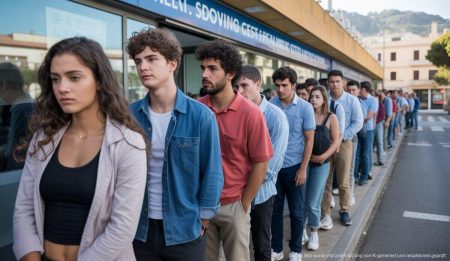 Führerschein-Engpass auf den Balearen: Tausende warten auf Prüfung Warteschlange von Fahrschülern vor einem Prüfungszentrum in Palma