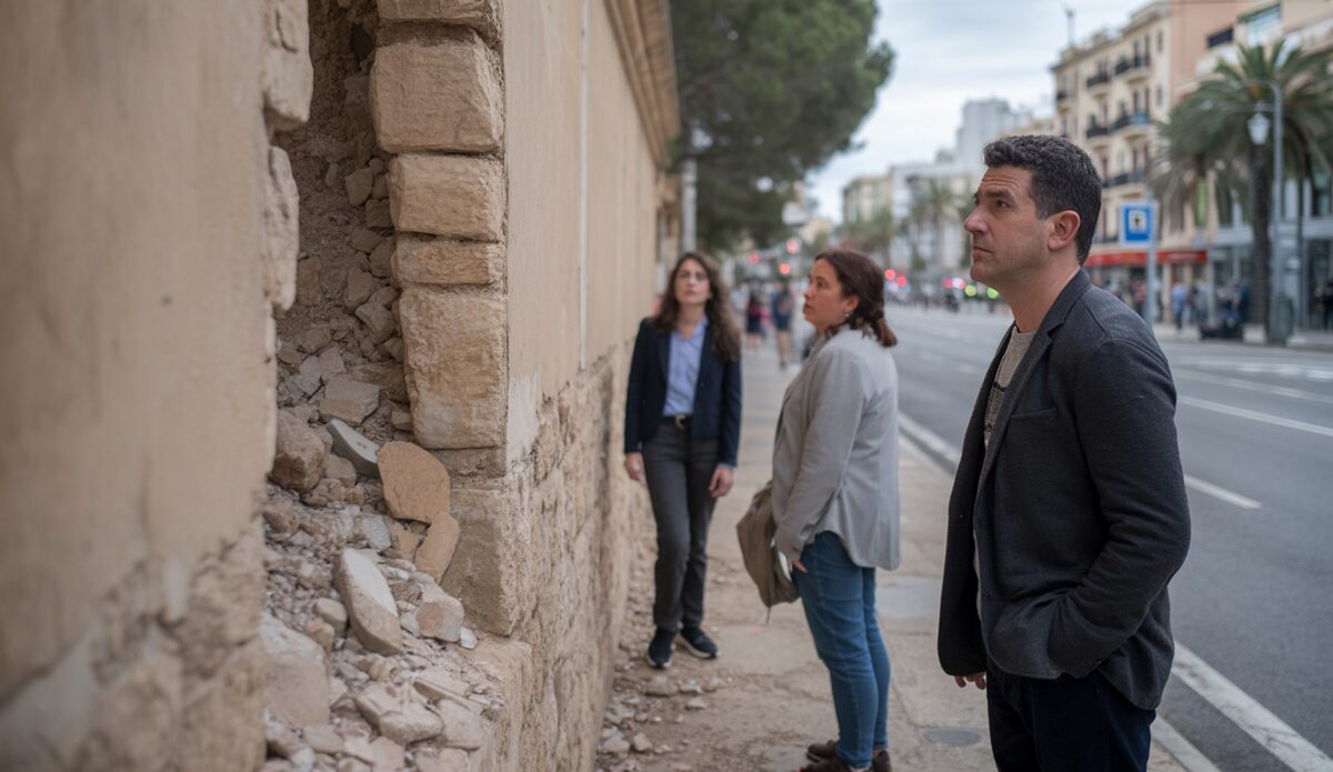 Einsturzgefährdete Mauer am Passeig Marratxí in Palma